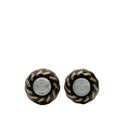 Resin and Gold Plated CC Button Clip On Earrings