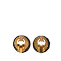 Resin and Gold Plated CC Button Clip On Earrings