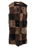 Marni Checkerboard Shearling Vest — Brown