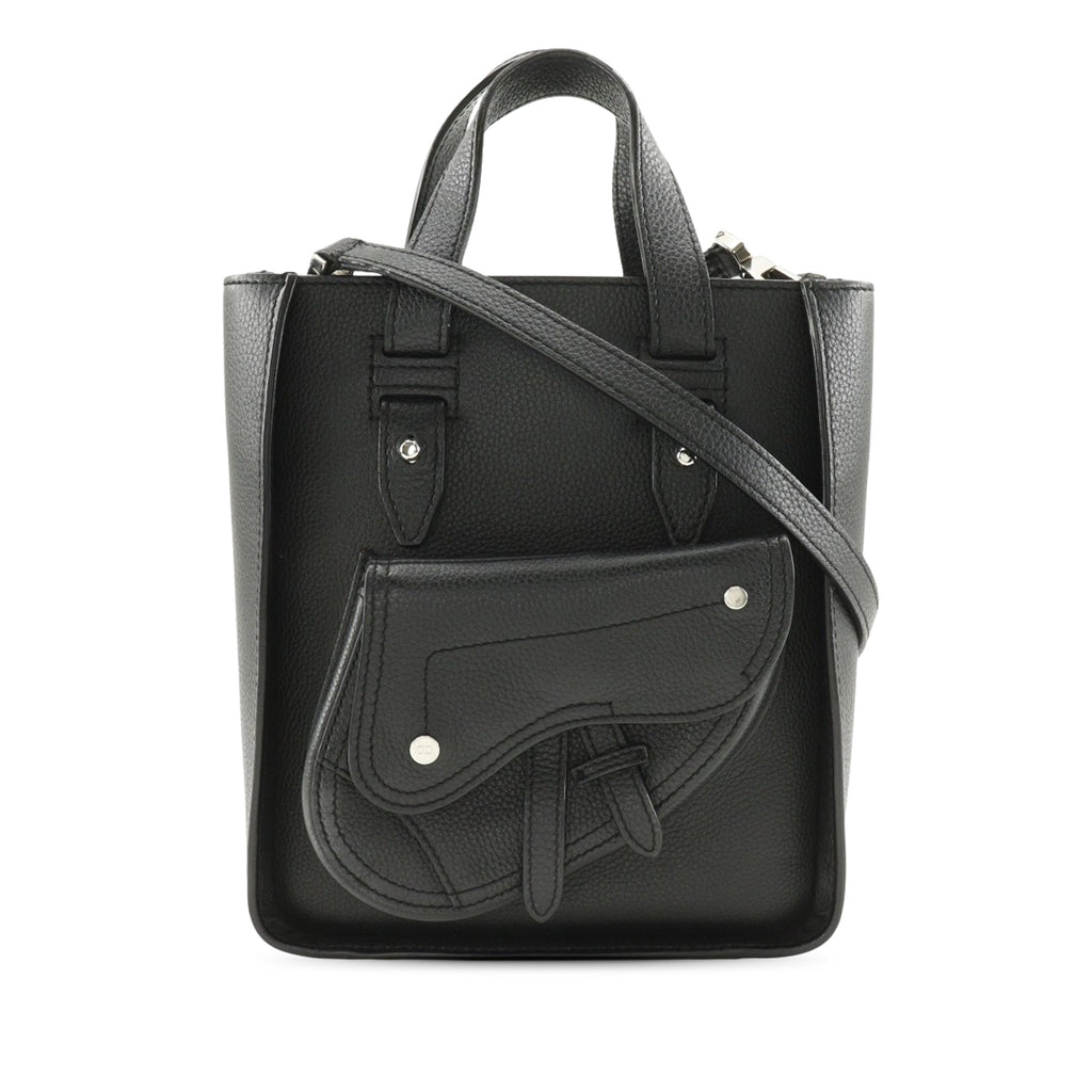 Mini Grained Calfskin Saddle Tote