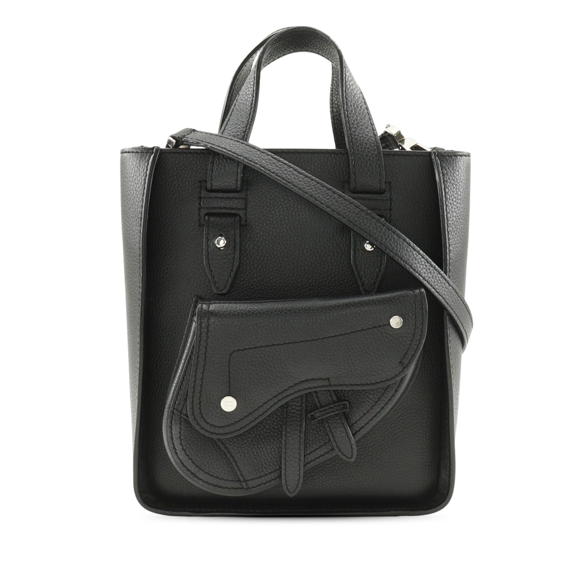 Mini Grained Calfskin Saddle Tote