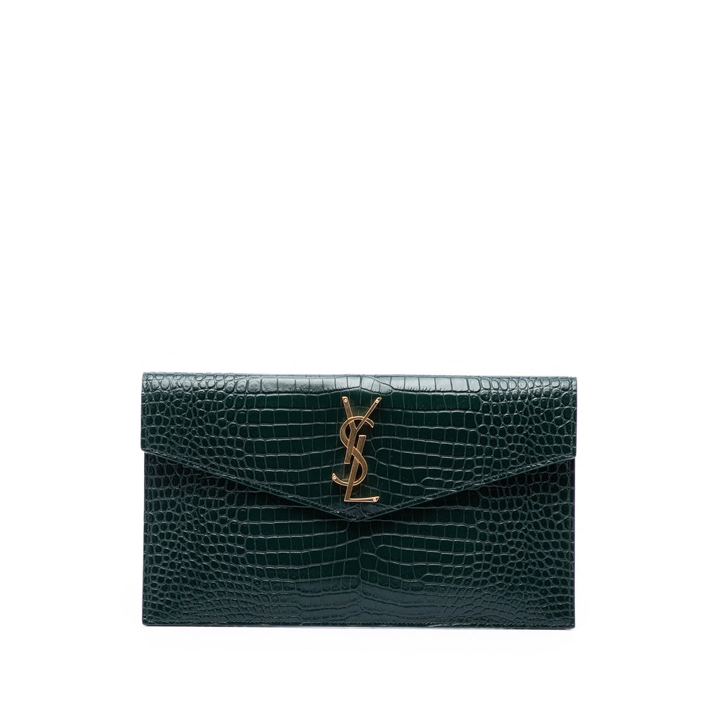 Croc Embossed Leather Uptown Pouch