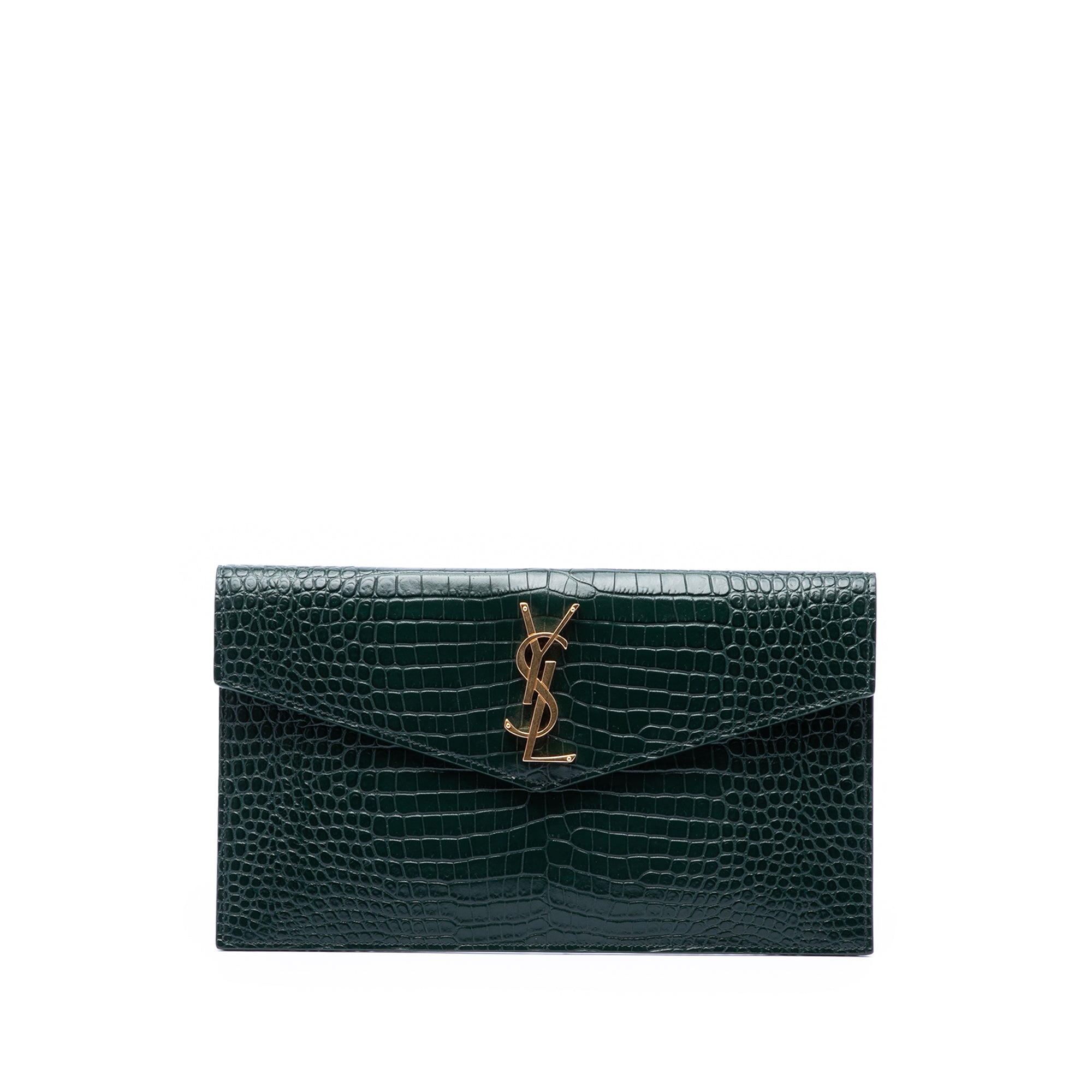 Croc Embossed Leather Uptown Pouch