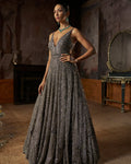 Charcoal Sequin Gown By KYNAH, Luxury Indian Fashion & Bridal Wear