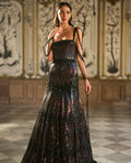 Black Multi-Coloured Sequin Gown By KYNAH, Luxury Indian Fashion & Bridal Wear
