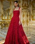 Red Three-Dimensional Gown By KYNAH, Luxury Indian Fashion & Bridal Wear