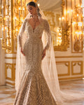 Champagne Sequin Gown By KYNAH, Luxury Indian Fashion & Bridal Wear