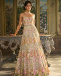 Nude Multi-Coloured Floral Gown By KYNAH, Luxury Indian Fashion & Bridal Wear