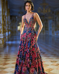 Multi-Coloured Floral Gown By KYNAH, Luxury Indian Fashion & Bridal Wear