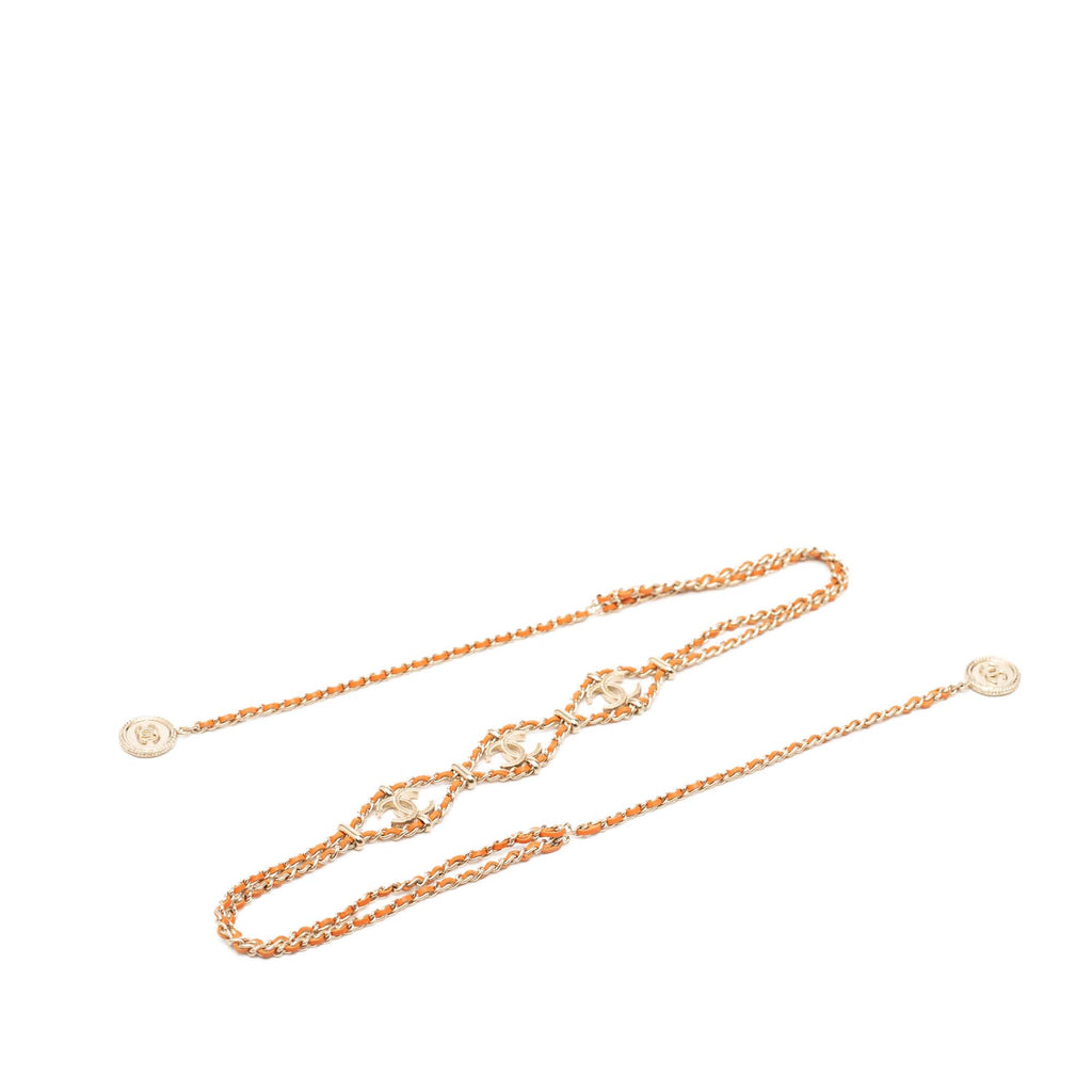 CC Gold Plated Leather Woven Wrap Choker Necklace