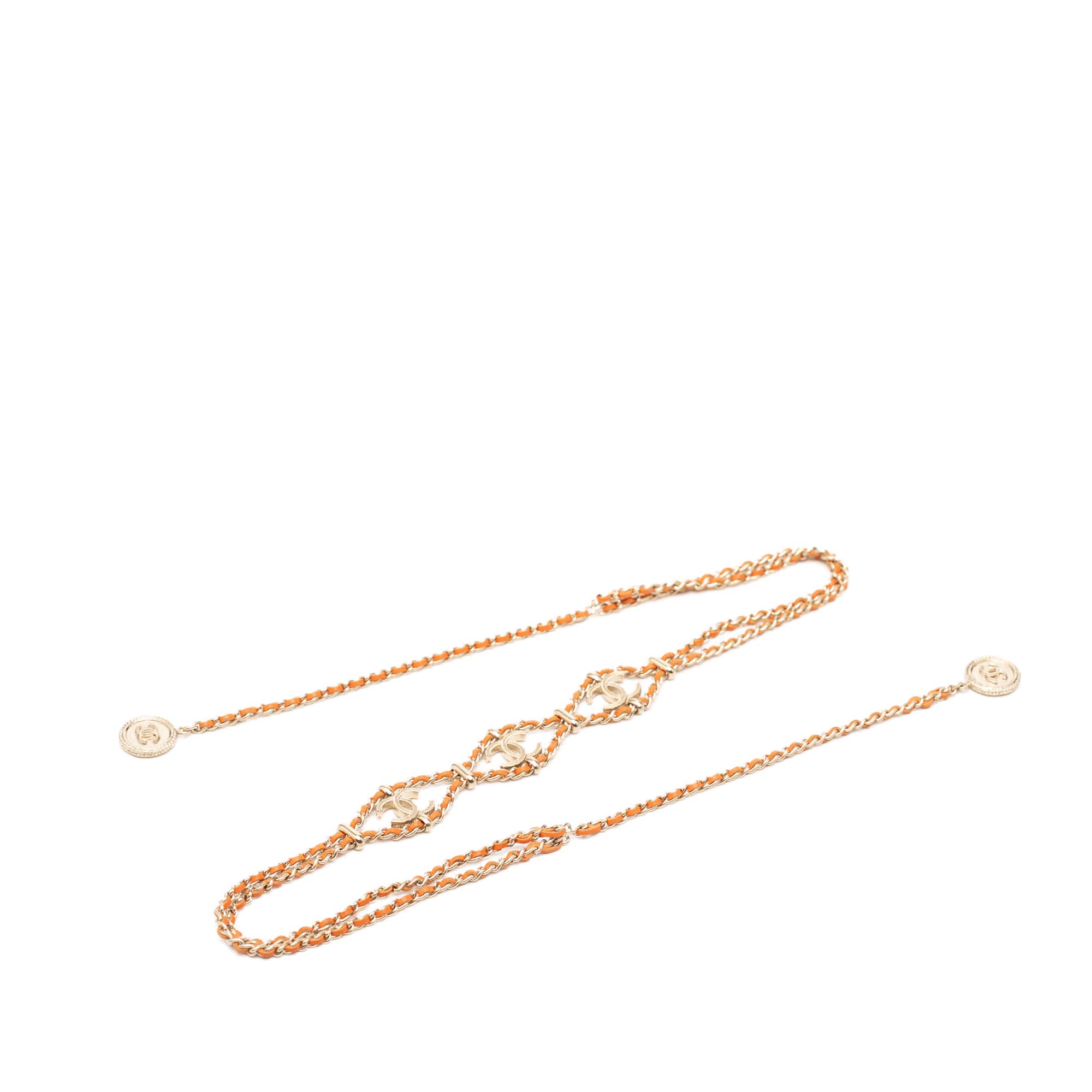 CC Gold Plated Leather Woven Wrap Choker Necklace