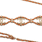 CC Gold Plated Leather Woven Wrap Choker Necklace