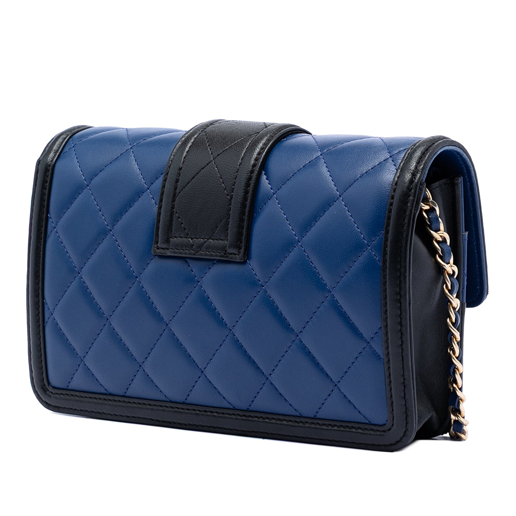 Bicolor Quilted Lambskin Elegant CC Flap Wallet on Chain