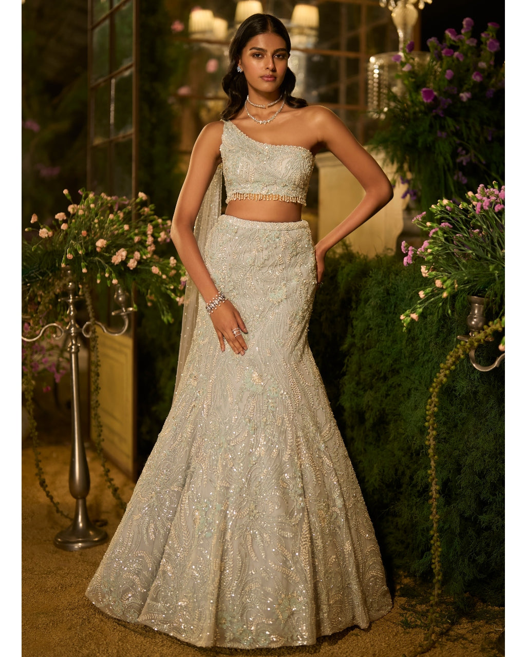 Periwinkle Blue Skirt Set By KYNAH, Luxury Indian Fashion & Bridal Wear