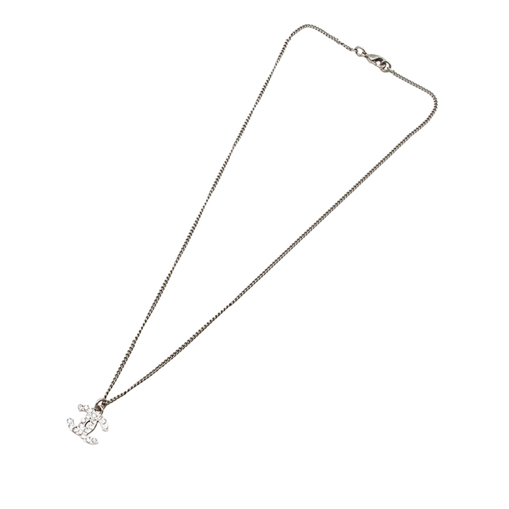 CC Silver Plated Rhinestone Pendant Necklace