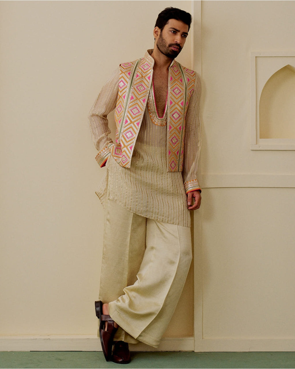 Vyomm Ivory Bandi Set By KYNAH, Luxury Indian Fashion & Bridal Wear