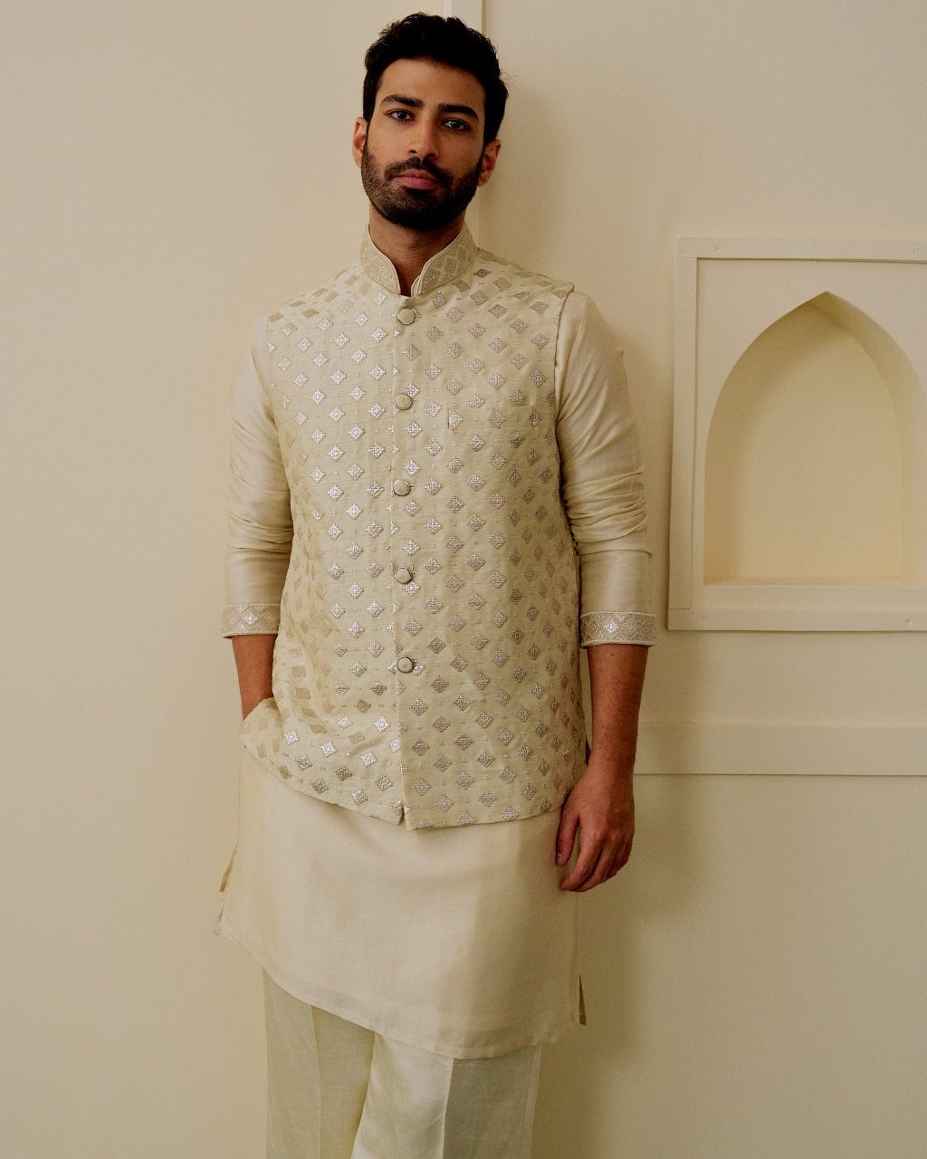 Ayush Ivory Bandi Set By KYNAH, Luxury Indian Fashion & Bridal Wear