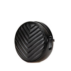 Chevron Calfskin Round Vinyle Camera Bag
