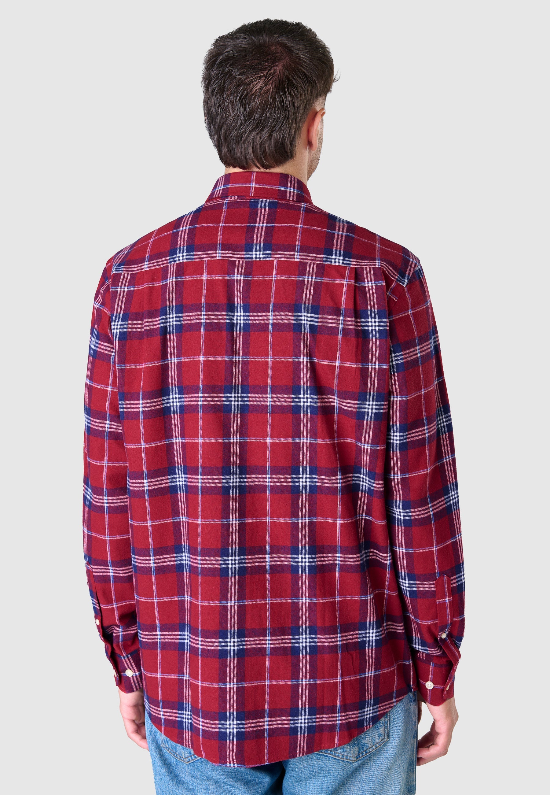 Camisa Hombre Franela Cuadros Algodón Invierno Premium con Bolsillo - Rojo 0401_94