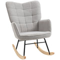 Wingback Rocking Chair for Nursing, Berber Fleece Modern Armchair for Living Room, Light Grey