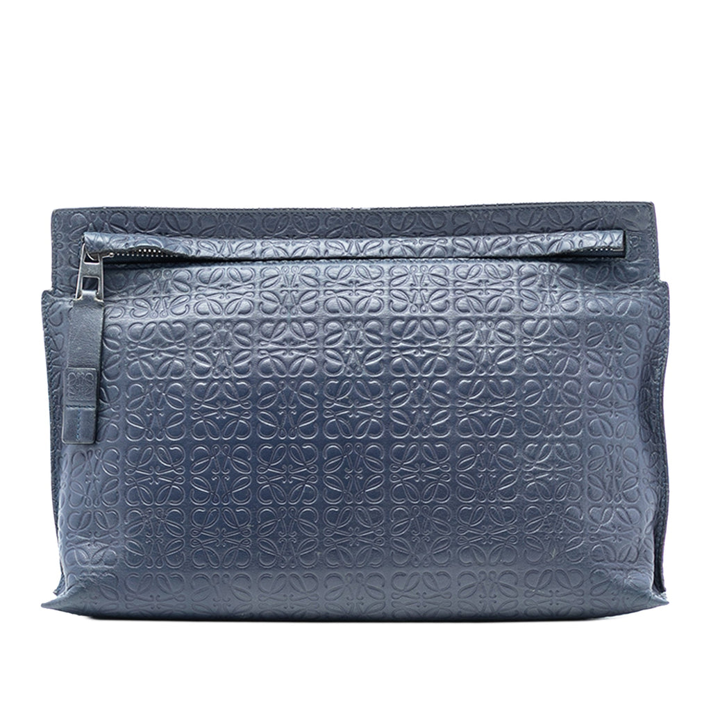 Embossed Anagram Leather Repeat T Clutch