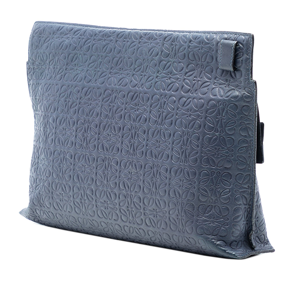 Embossed Anagram Leather Repeat T Clutch