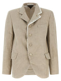Comme Des Garcons Double-Layer Lapel Linen Blazer — Beige
