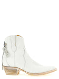 Comme Des Garcons Craquelé Leather Cowboy Ankle Boot — White