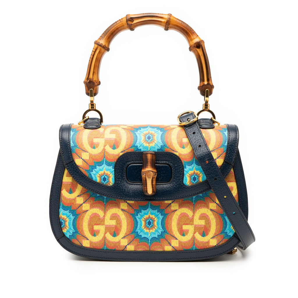 100th Anniversary Medium GG Coated Canvas Kaleidoscope 1947 Bamboo Top Handle Bag