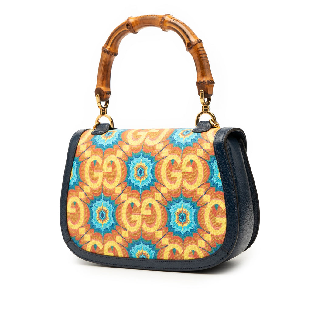 100th Anniversary Medium GG Coated Canvas Kaleidoscope 1947 Bamboo Top Handle Bag