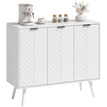 36" Modern Sideboard Buffet with 3 Doors and 2 Adjustable Shelves, Coffee Bar, White