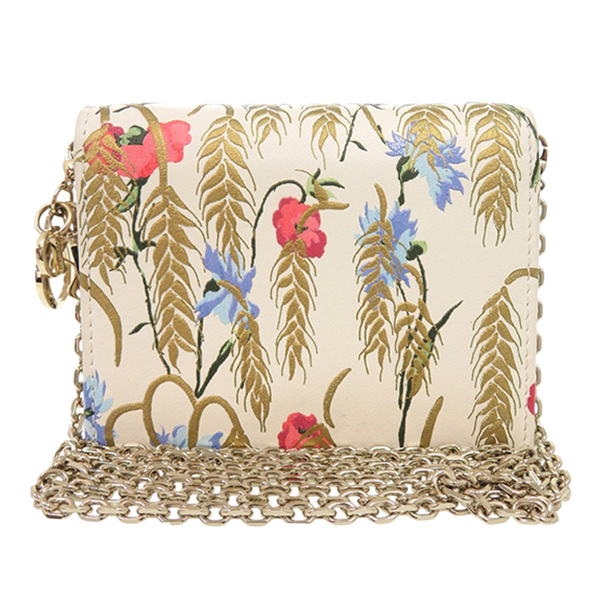 Calfskin Hibiscus Card Holder with Chain