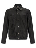 Giorgio Brato Leather Stretch Velour Jacket — Black