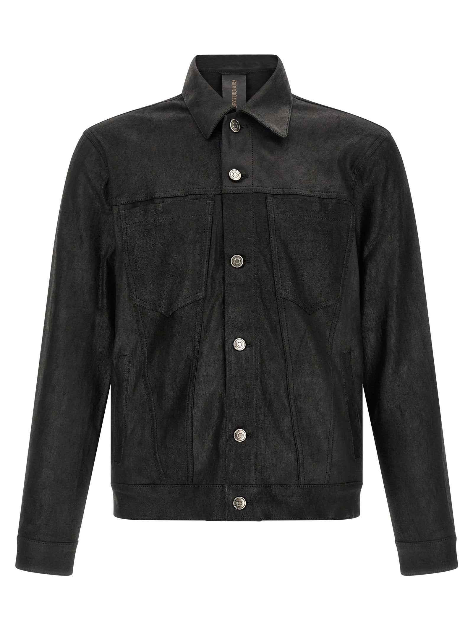 Giorgio Brato Leather Stretch Velour Jacket — Black