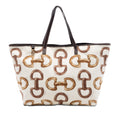 Printed Canvas Bamboo Horsebit Tote