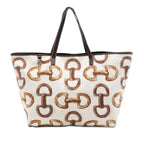 Printed Canvas Bamboo Horsebit Tote