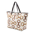 Printed Canvas Bamboo Horsebit Tote