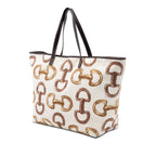 Printed Canvas Bamboo Horsebit Tote