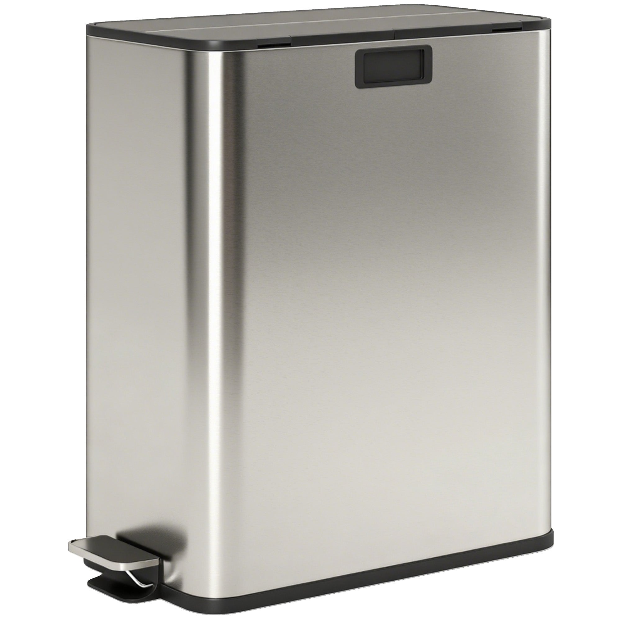 2 x 7.4 Gal Stainless Kitchen Bin with Soft-Close Lid, Inner Buckets, Silver