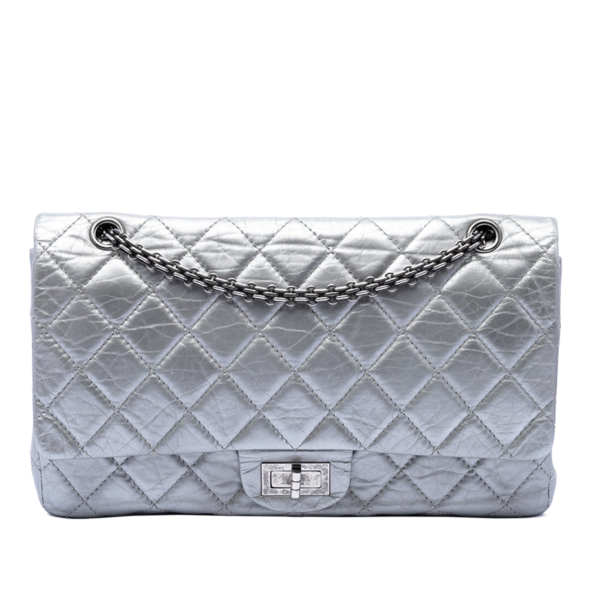 Quilted Metallic Aged Calfskin Reissue 2.55 Double Flap 227