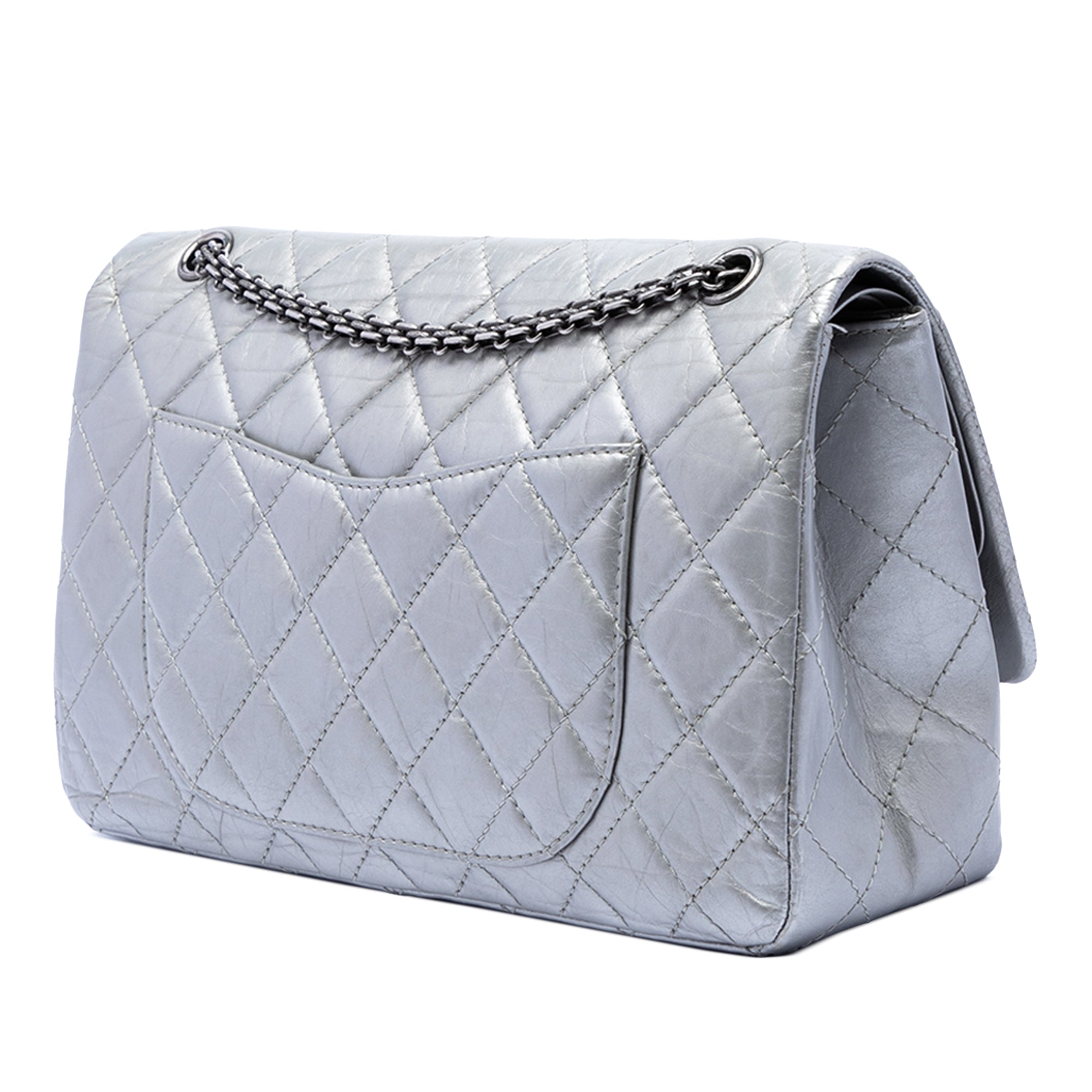 Quilted Metallic Aged Calfskin Reissue 2.55 Double Flap 227
