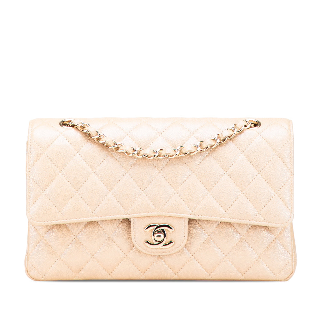 Medium Classic Iridescent Caviar Double Flap