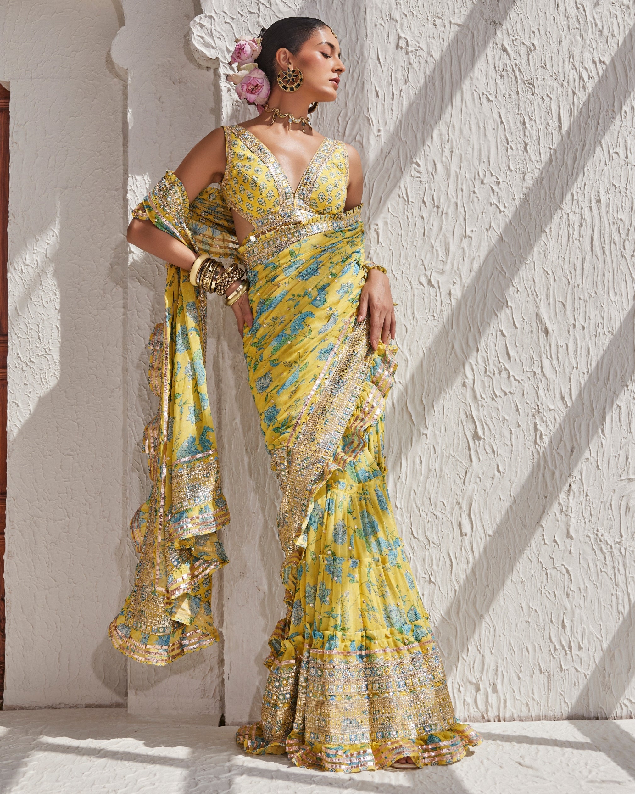 Aanchal Sari Set By KYNAH, Luxury Indian Fashion & Bridal Wear