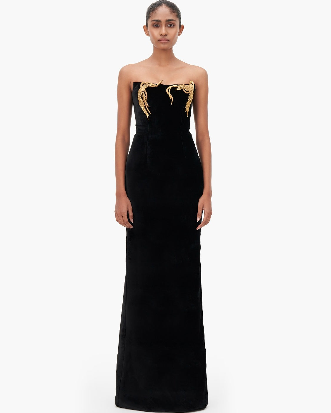 The Cast Metal Velvet Gown By KYNAH, Luxury Indian Fashion & Bridal Wear