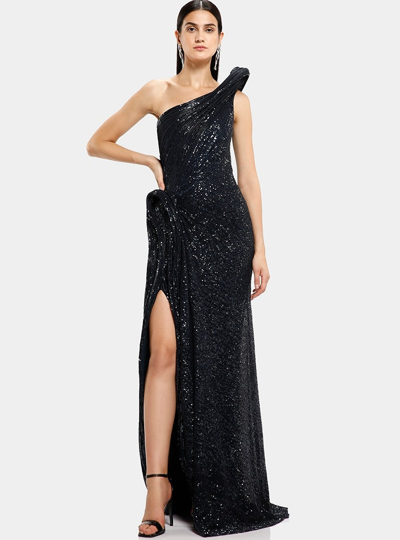 The Black Siren Sculpted Gown By KYNAH, Luxury Indian Fashion & Bridal Wear