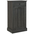 36.6" Freestanding Storage Cabinet with Tilt-Out Trash Bin & Drawer, Charcoal Gray
