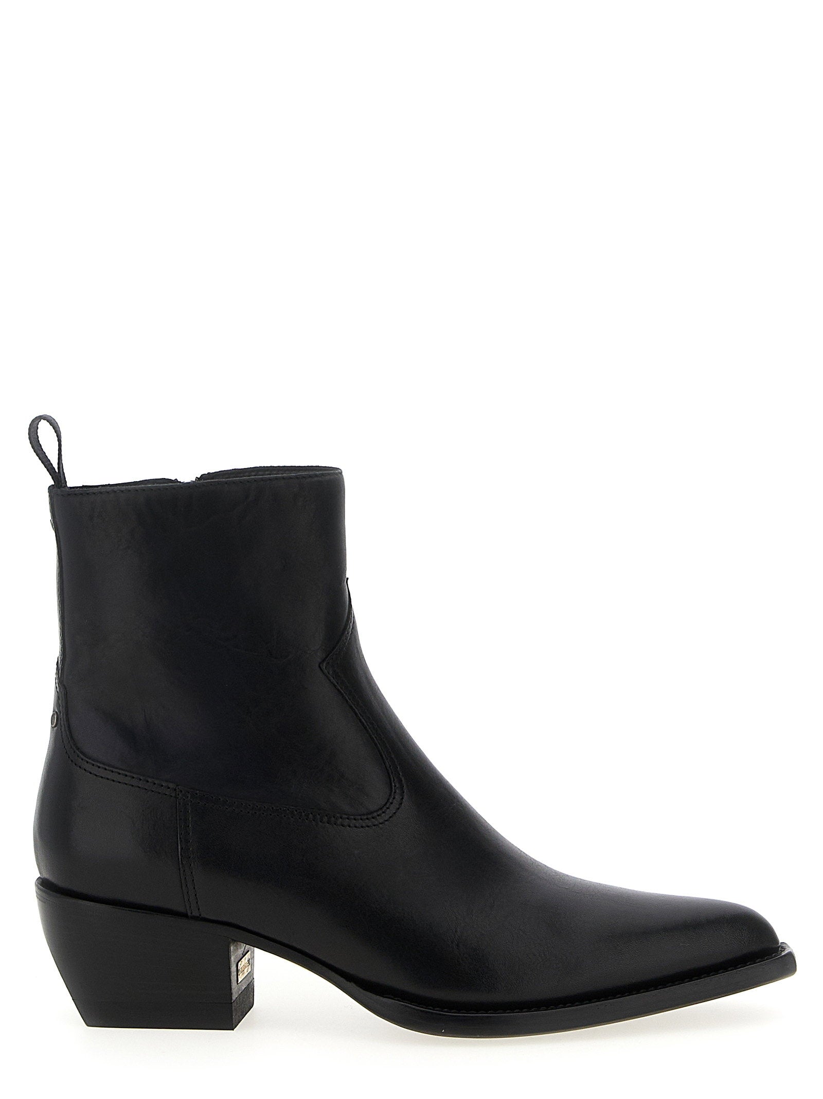 Golden Goose Leather Texan Ankle Boot — Black