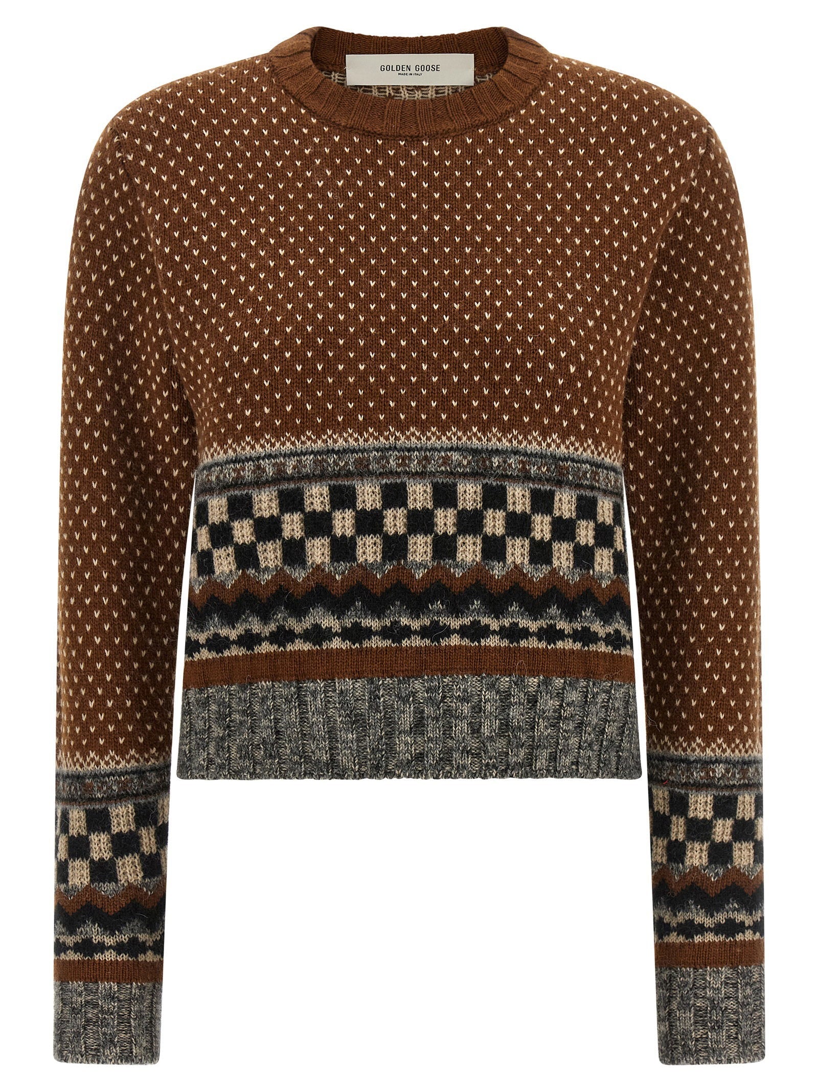 Golden Goose Jacquard Knit Sweater — Brown