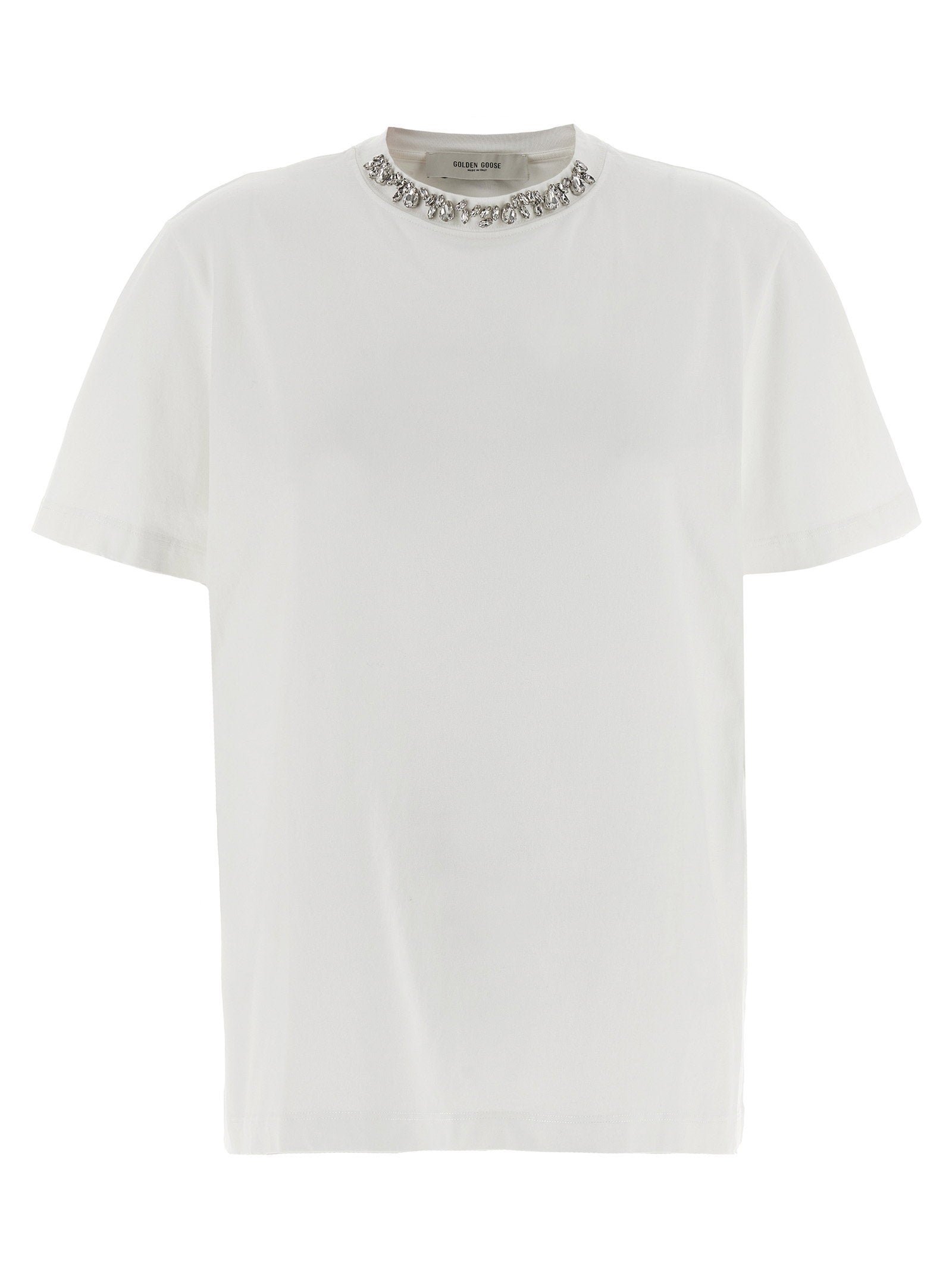 Golden Goose Crystal-Embellished Crew Neck T-shirt — White