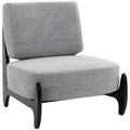 Ultra-Wide Accent Chair with Rubber Wood Frame, Modern Chenille Upholstered Cushioned Chair, Grey